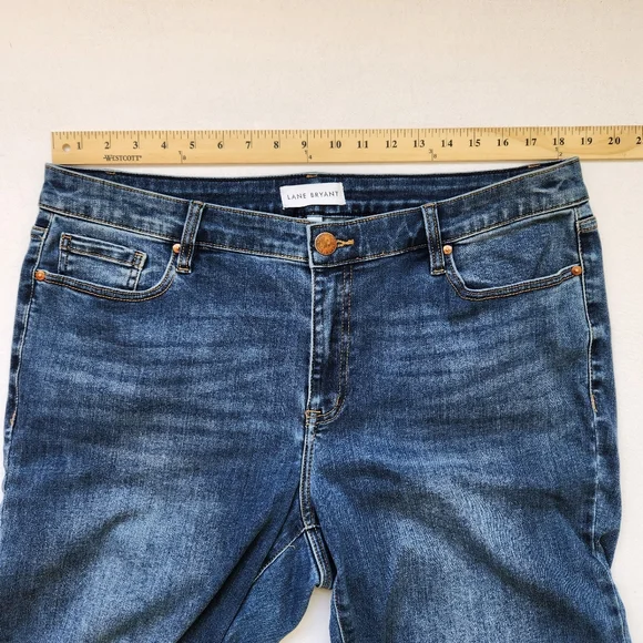 Lane Bryant Jeans Mid Rise Bootcut Blue Flex Magic Waistband Frayed Casual 18 - Picture 10 of 13